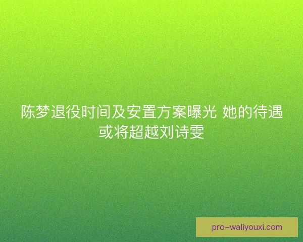 陈梦退役时间及安置方案曝光 她的待遇或将超越刘诗雯 陈梦退役时间及安置方案曝光 她的待遇或将超越刘诗雯