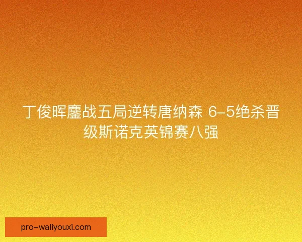 丁俊晖鏖战五局逆转唐纳森 6-5绝杀晋级斯诺克英锦赛八强