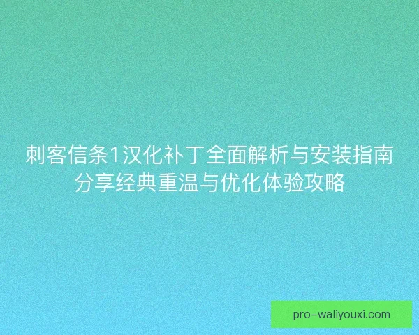 刺客信条1汉化补丁全面解析与安装指南分享经典重温与优化体验攻略